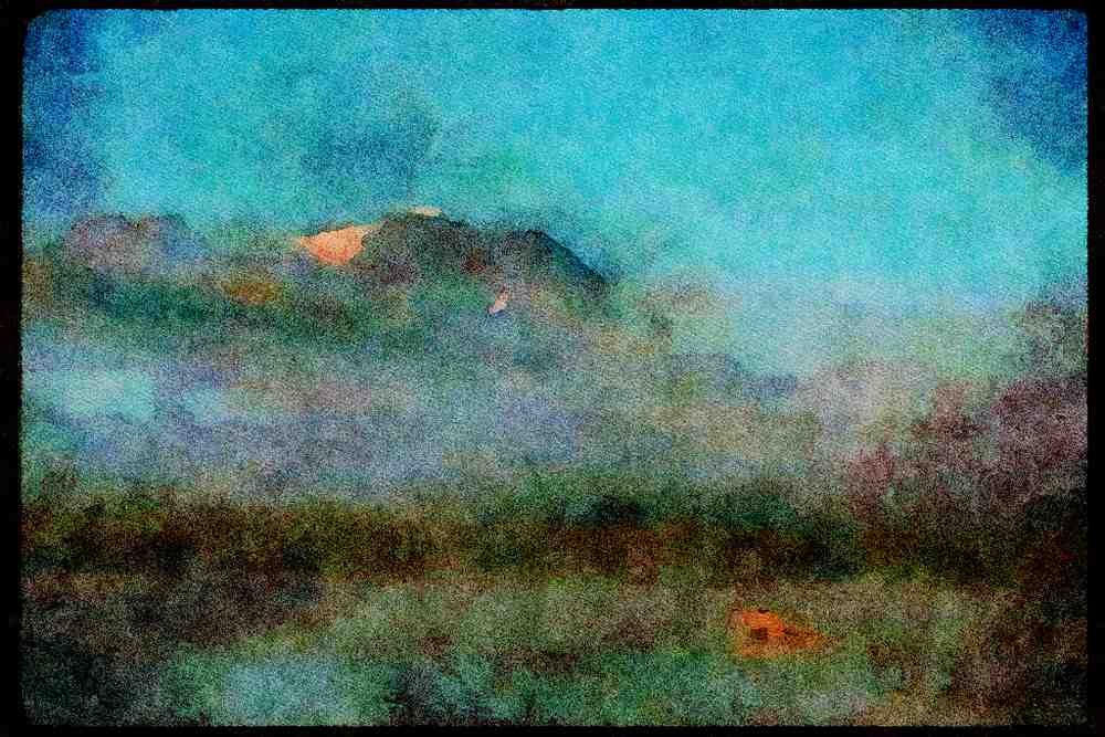 Mountains 114003 Dawn Mist Over Wilderness Mountain Lake A4 Limited Edition Watercolour Print