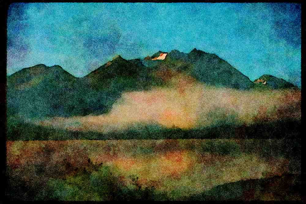 Mountains 114010 Dawn Mist Over Wilderness Mountain Lake A4 Limited Edition Watercolour Print