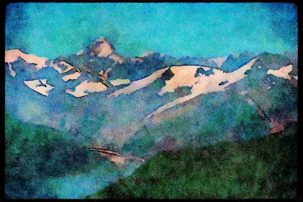 Mountains 114015 Glacier Country A4 Limited Edition Watercolour Print