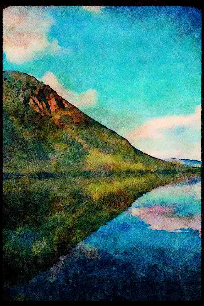 Mountains 114016 Lovely Wilderness Lake A4 Limited Edition Watercolour Print