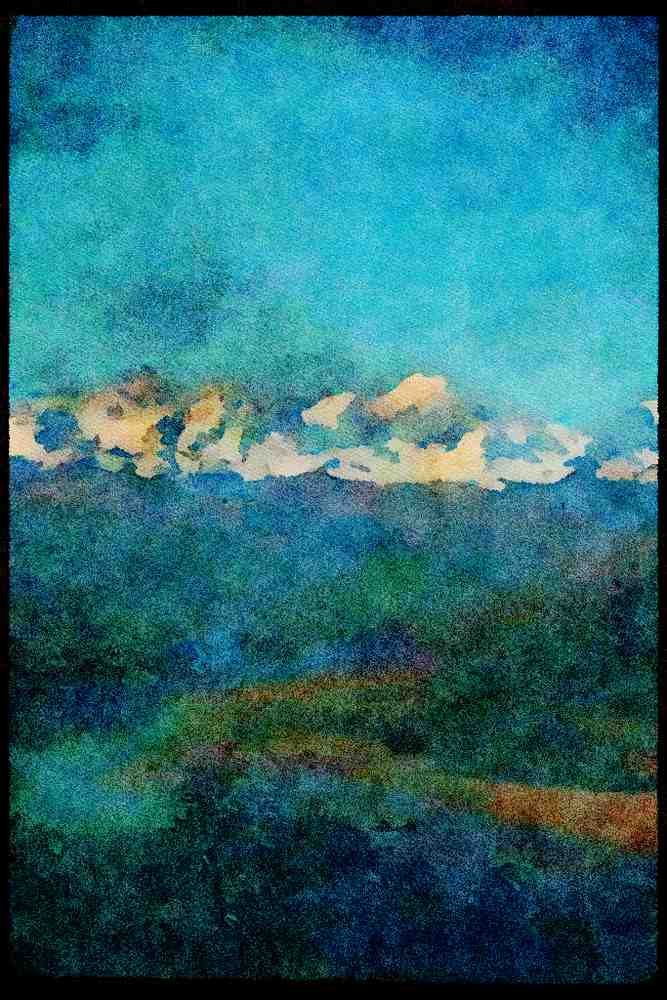 Mountains 114018 Rugged Wilderness Mountain Range A4 Limited Edition Watercolour Print