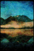 Mountains 114023 Dawn Mist Over Wilderness Mountain Lake A4 Limited Edition Watercolour Print