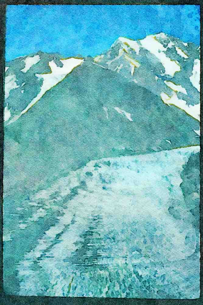 Mountains 114025 Glacier Country A4 Limited Edition Watercolour Print