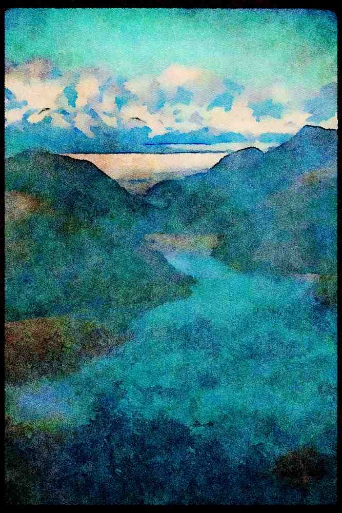 Mountains 114032 Glacier Country A4 Limited Edition Watercolour Print