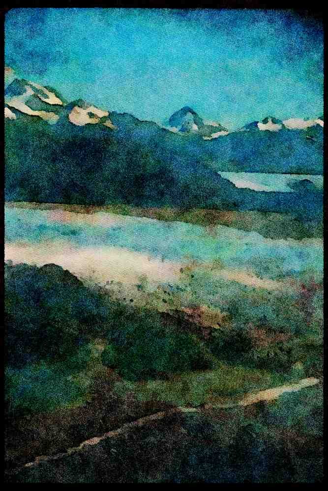 Mountains 114033 Magnificent Glacier Emptying Into Sea A4 Limited Edition Watercolour Print