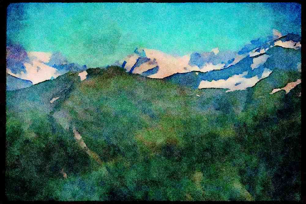 Mountains 114036 Magnificent Mountain Wilderness A4 Limited Edition Watercolour Print
