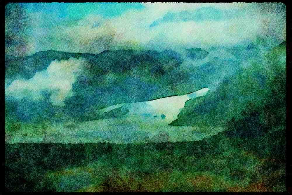 Mountains 114043 Huge Glacier Emptying Into Lonely Bay A4 Limited Edition Watercolour Print