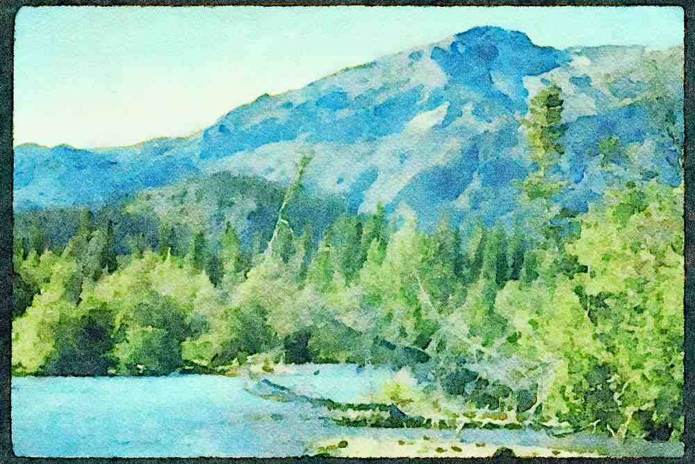 Mountains 114078 Wilderness River A4 Limited Edition Watercolour Print