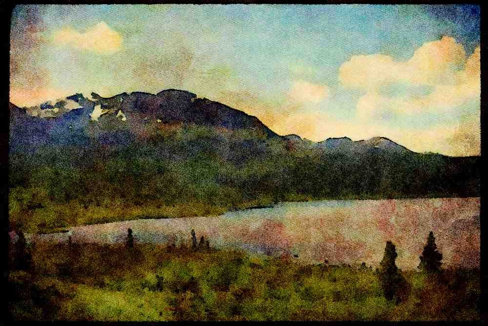 Mountains 114080 Mountainscape Deep Wilderness Mixed Game Hunting Country A4 Limited Edition Watercolour Print
