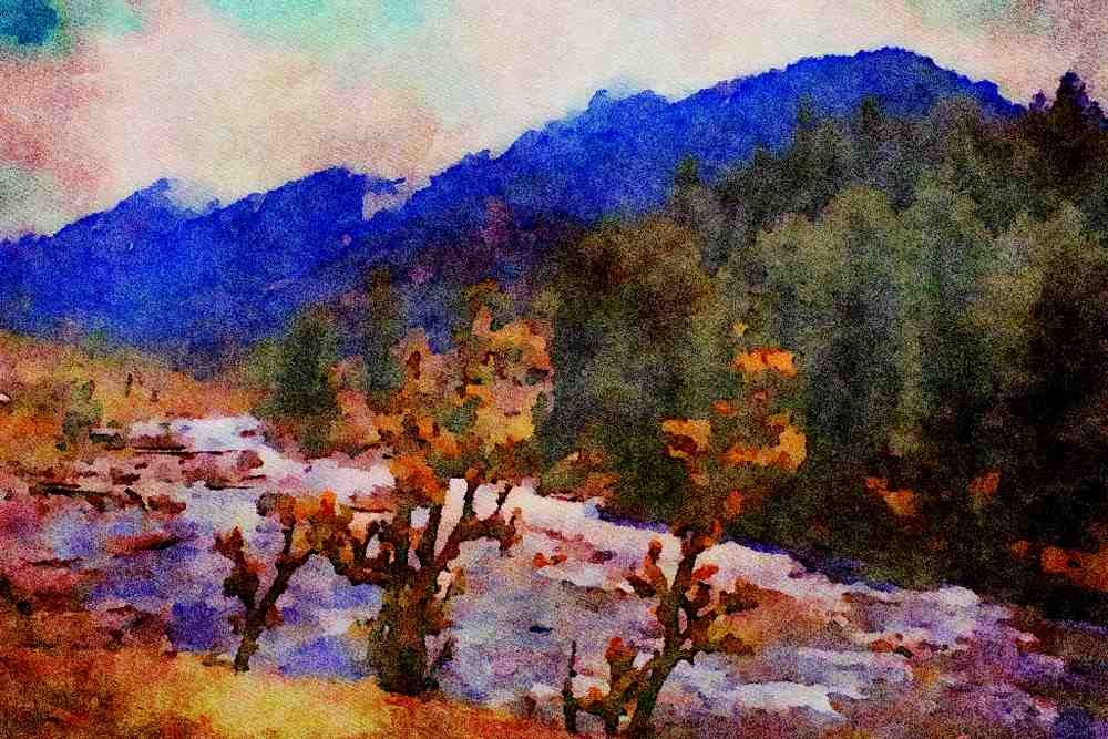 Mountains 213003 Near Kashmir Valley, India A4 Limited Edition Watercolour Print