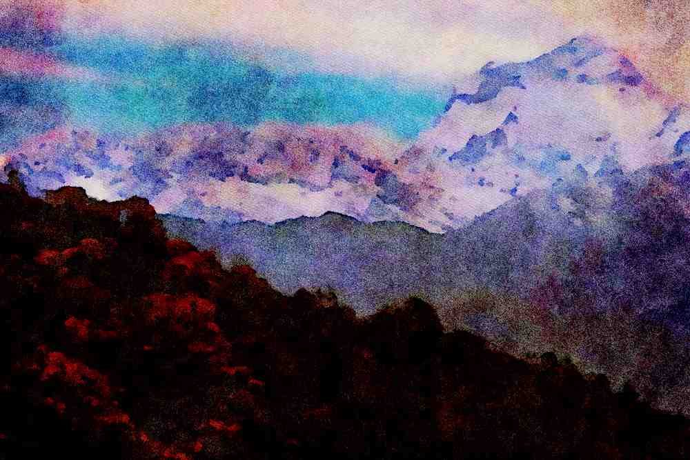 Mountains 213004 Mt. Phawlagira, Nepal A4 Limited Edition Watercolour Print