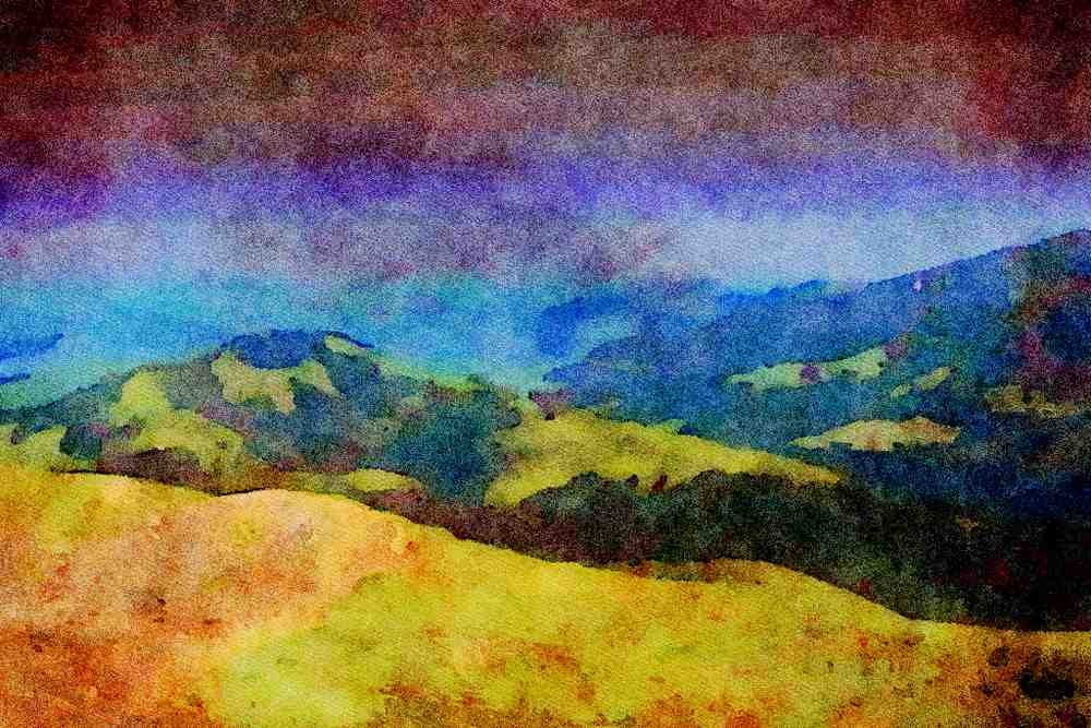 Mountains 213008 Alps, Near Appenzell, St. Gallen, Switzerland A4 Limited Edition Watercolour Print