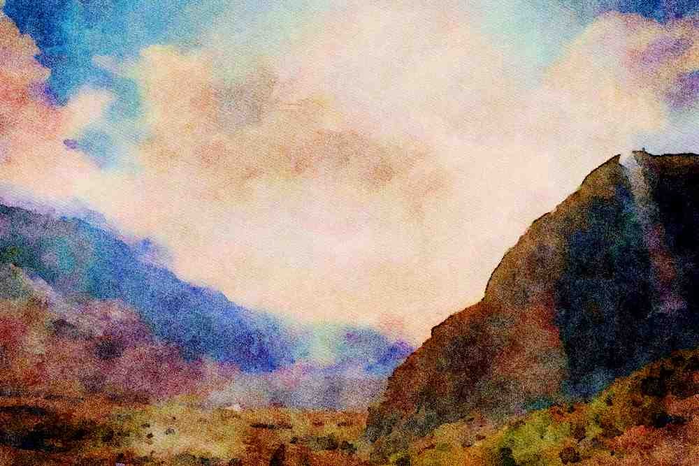 Mountains 213013 Matterhorn On Left, Zermatt, Switzerland A4 Limited Edition Watercolour Print