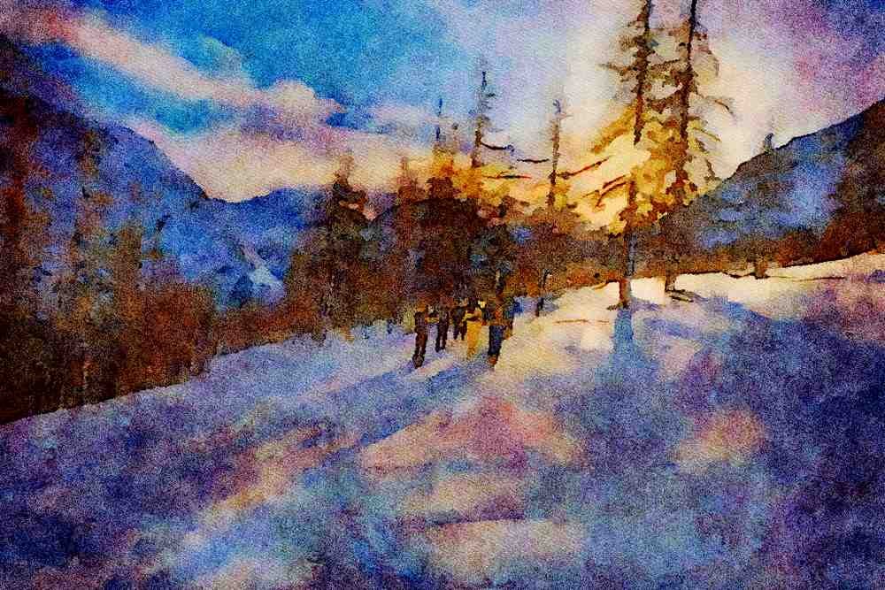 Mountains 213027 Val D'Isere, Haut Savoire, France A4 Limited Edition Watercolour Print