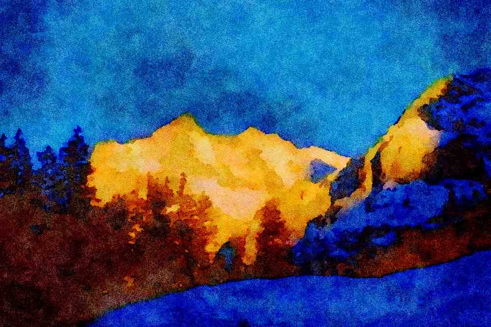 Mountains 213036 Mt. Eiger At Sunset, Switzerland A4 Limited Edition Watercolour Print