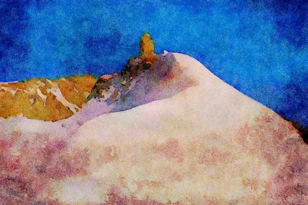 Mountains 213049 Schilthorn Observatory, Switzerland A4 Limited Edition Watercolour Print