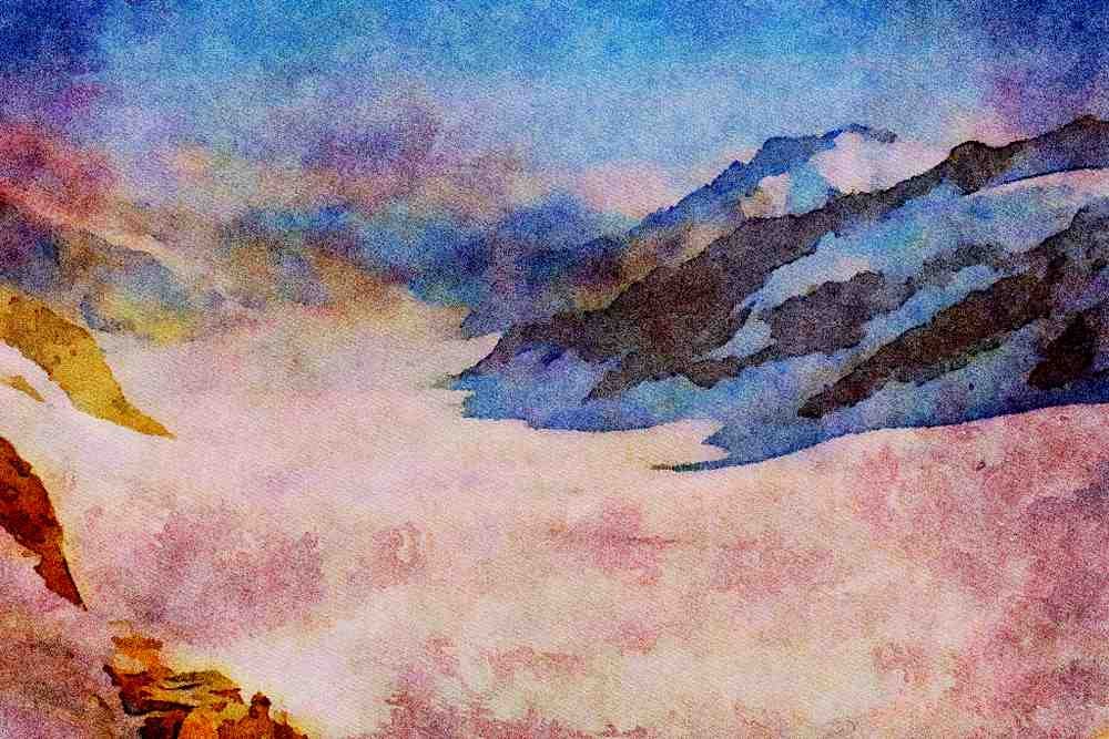 Mountains 213052 Swiss Alps A4 Limited Edition Watercolour Print