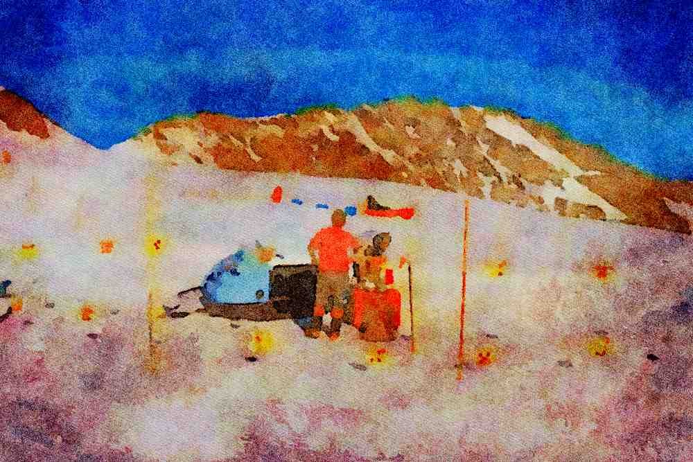 Mountains 213054 Snow Plough, Alps, Switzerland A4 Limited Edition Watercolour Print