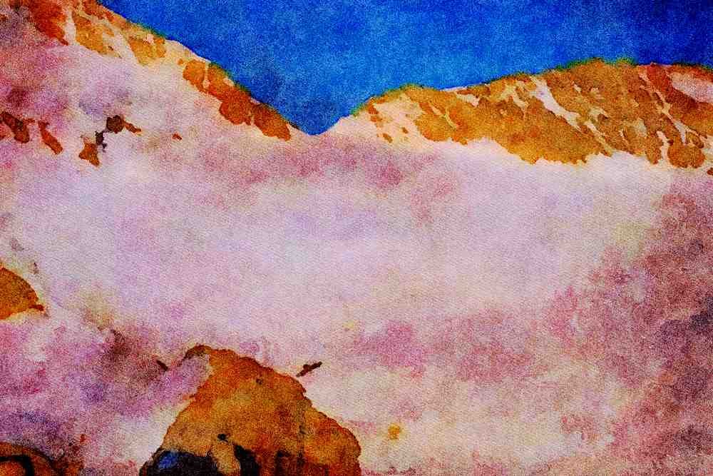 Mountains 213056 Snow Tracks, Alps, Switzerland A4 Limited Edition Watercolour Print