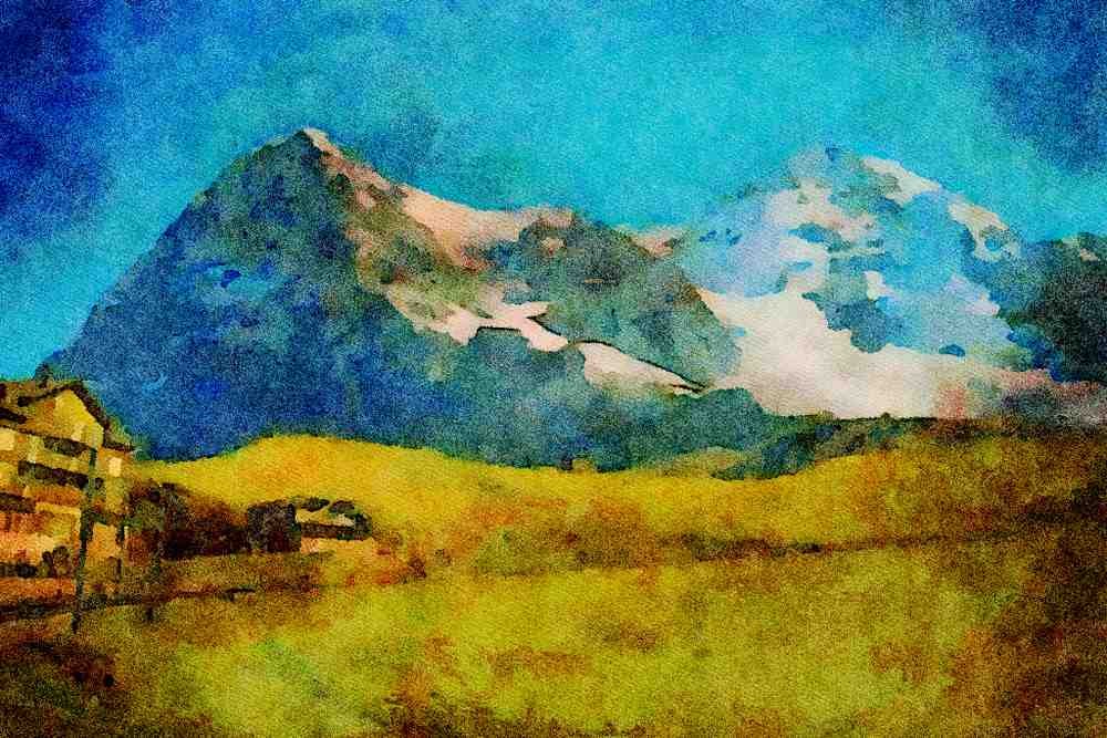 Mountains 213057 North Face Of Eiger, Switzerland A4 Limited Edition Watercolour Print