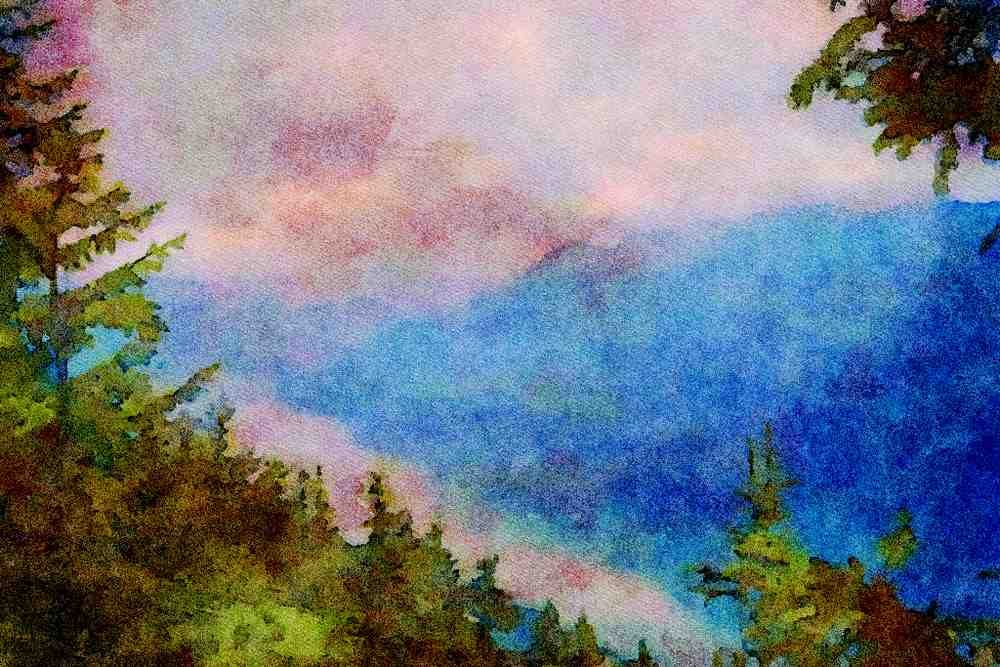 Mountains 213071 View Of Lake Thun, Switzerland A4 Limited Edition Watercolour Print