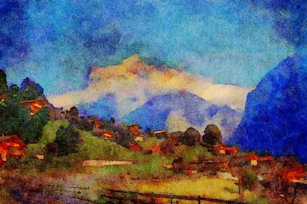 Mountains 213072 Silberhorn, Switzerland A4 Limited Edition Watercolour Print
