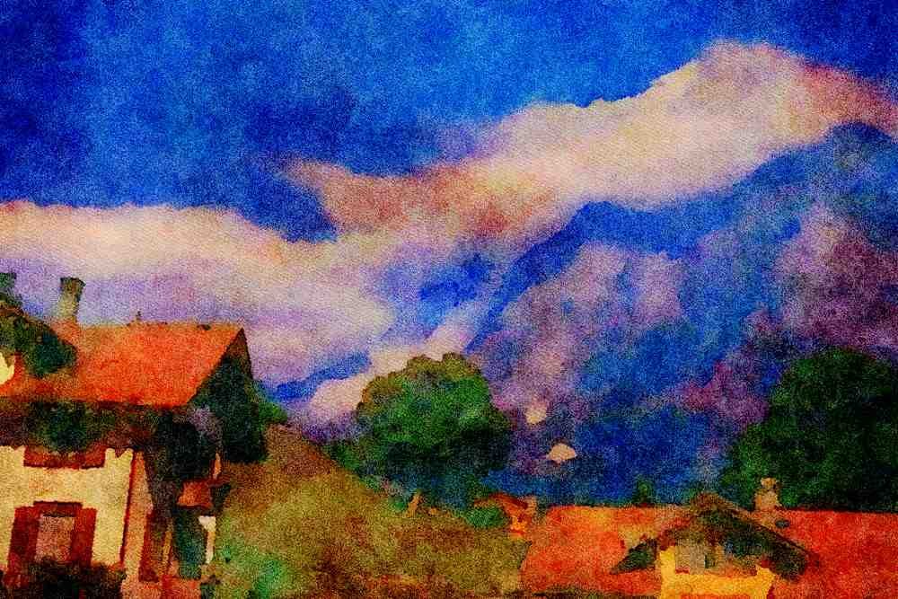 Mountains 213073 Schuthorn, Switzerland A4 Limited Edition Watercolour Print