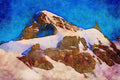 Mountains 213075 Mt. Monch, Switzerland A4 Limited Edition Watercolour Print