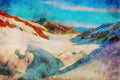 Mountains 213079 Glacier, Switzerland A4 Limited Edition Watercolour Print