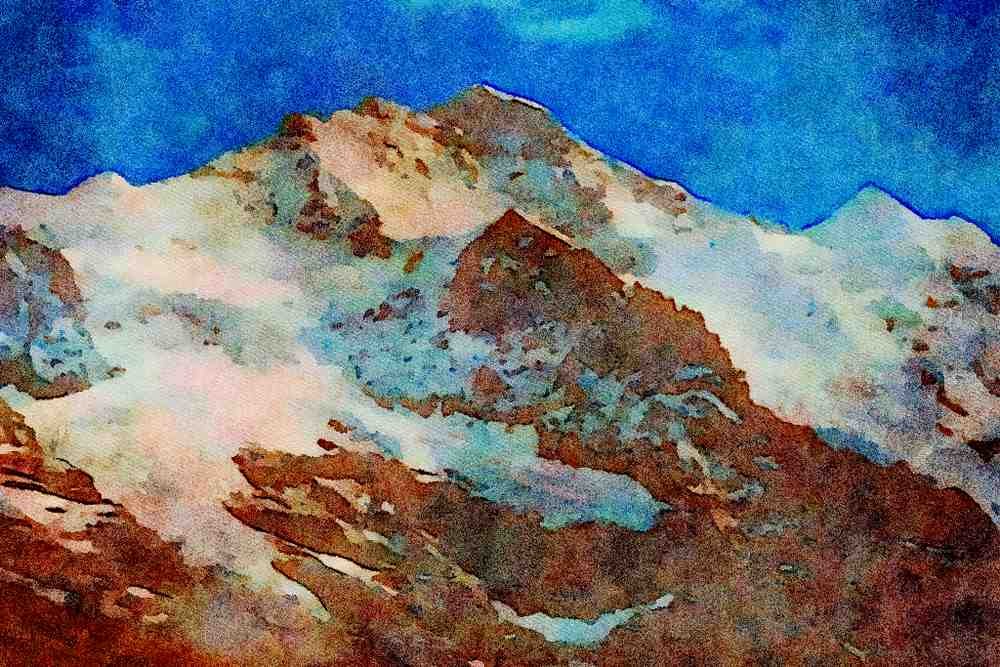 Mountains 213080 Jungfrau, Switzerland A4 Limited Edition Watercolour Print