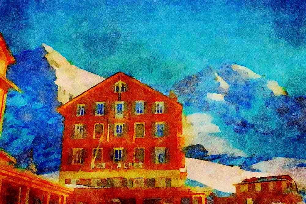 Mountains 213088 Kleine Scheidegg, Switzerland A4 Limited Edition Watercolour Print