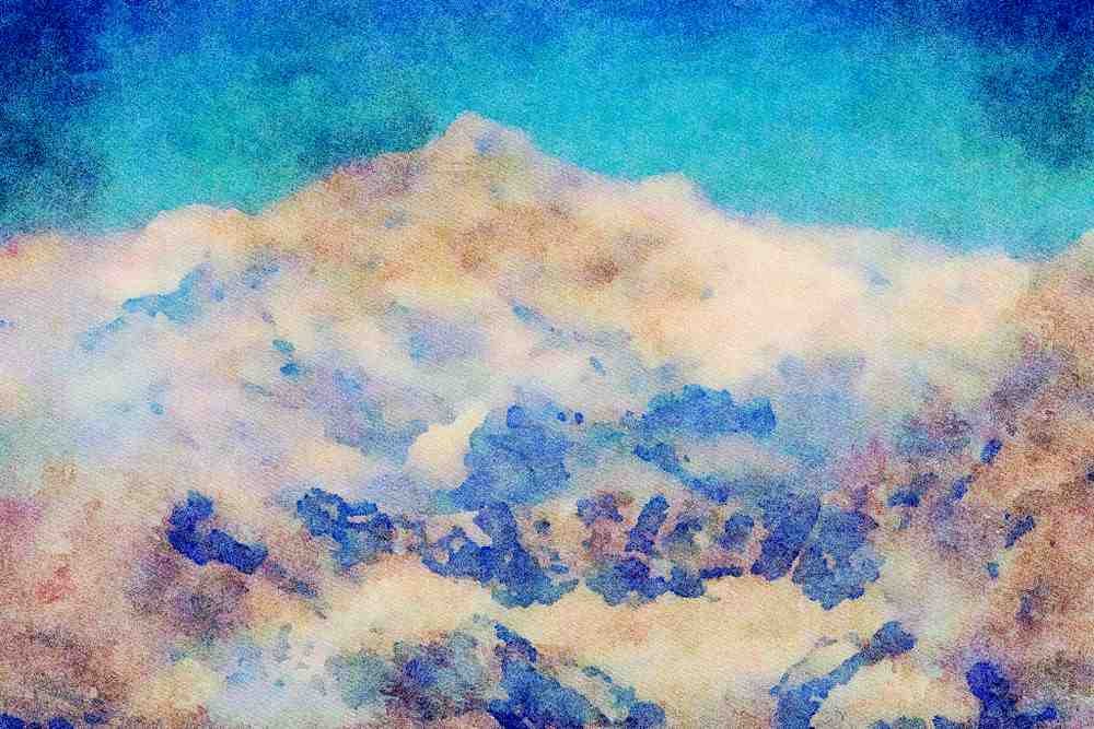 Mountains 213094 Himalayas From Katmandu, India A4 Limited Edition Watercolour Print
