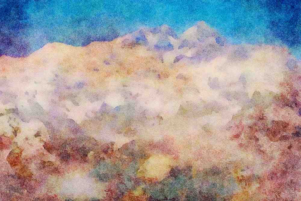 Mountains 213098 Kanchanjunga Mountains, Darjeeling, India A4 Limited Edition Watercolour Print