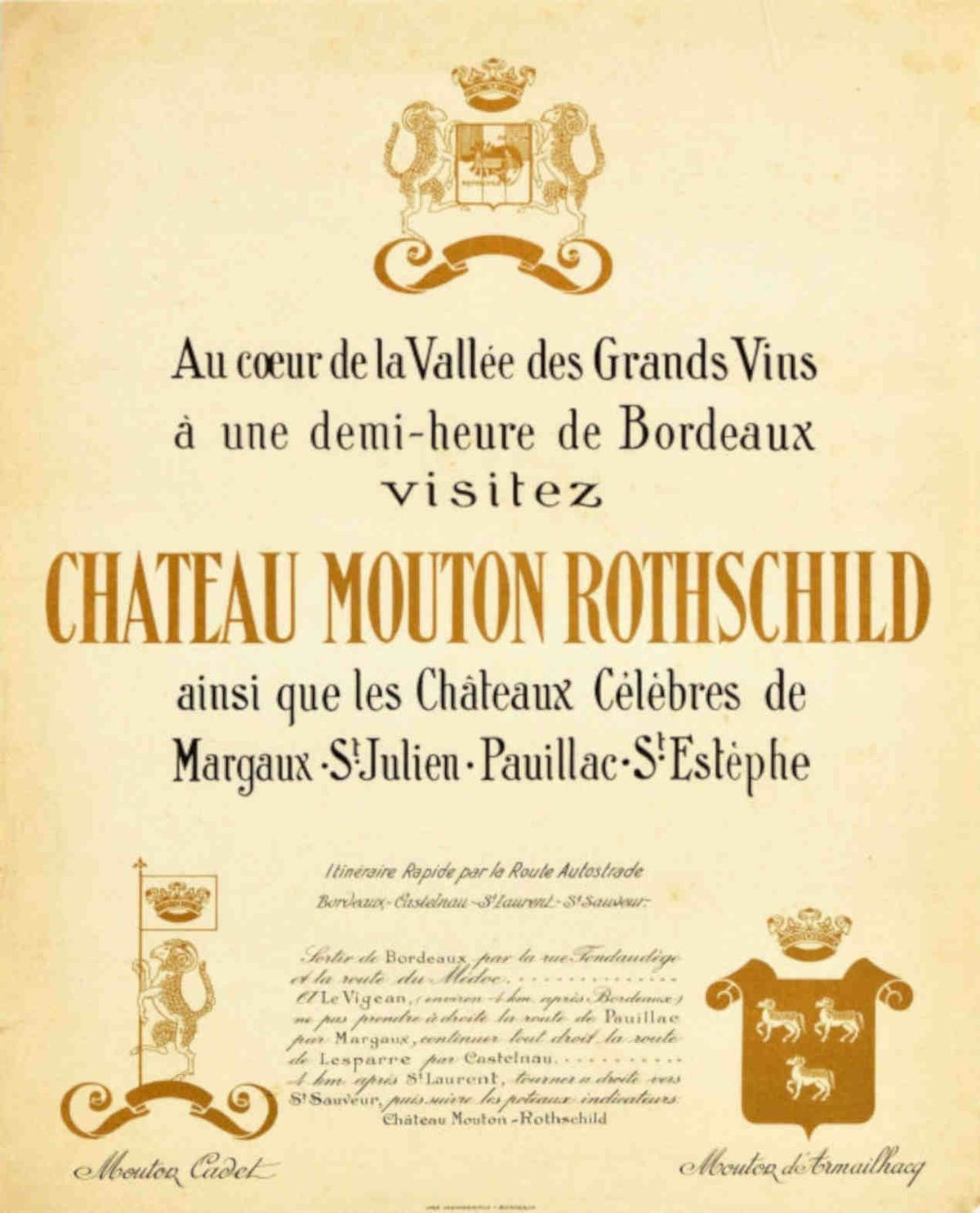 Mouton Rothschild Vintage Vintage Retro Advert Poster A4 Photo Print