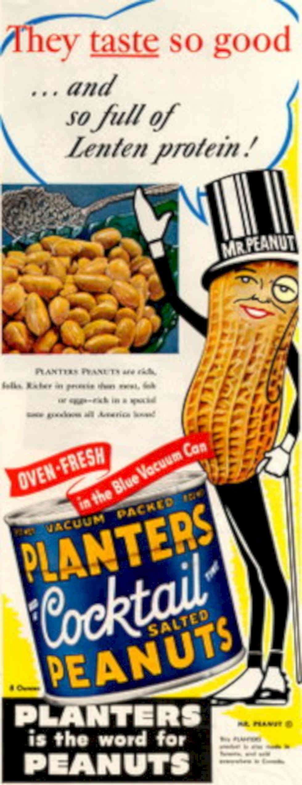 Mr Peanut Peanuts 1950s Vintage Retro Advert Poster