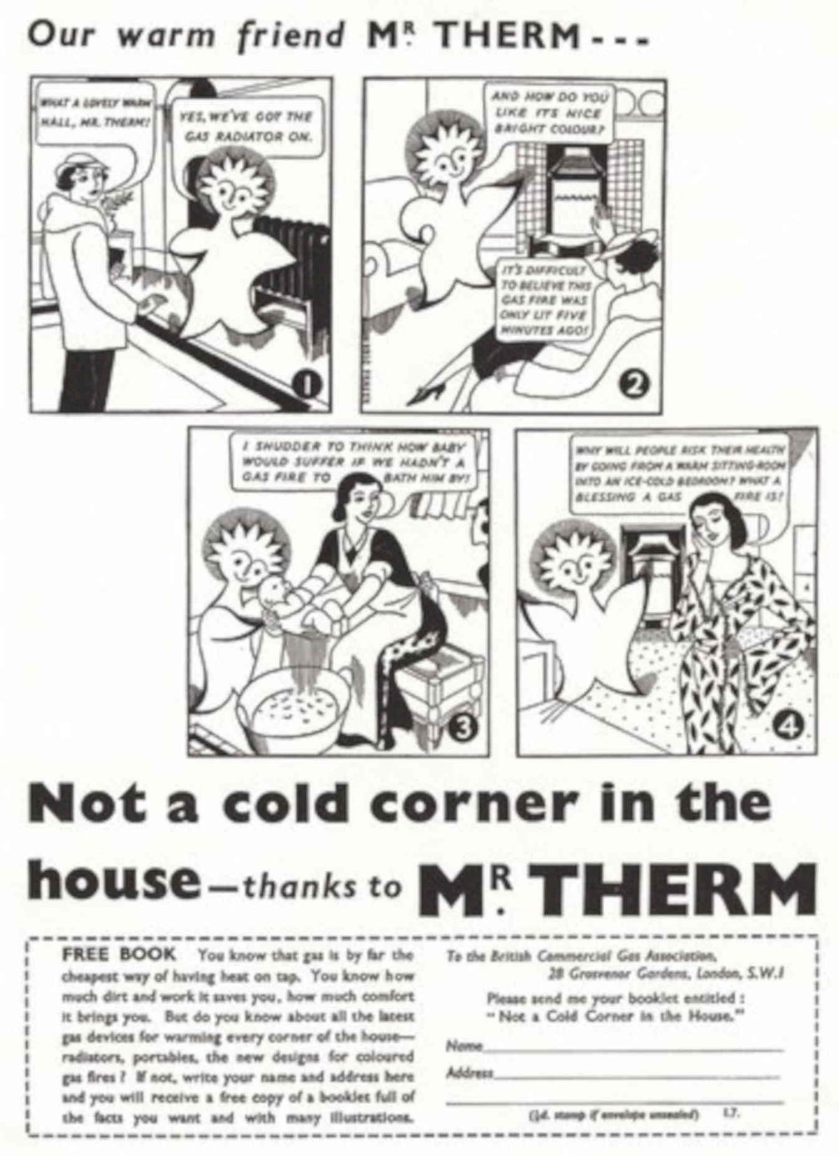 Mr Therm Radiator 1930s Vintage Retro Advert Poster