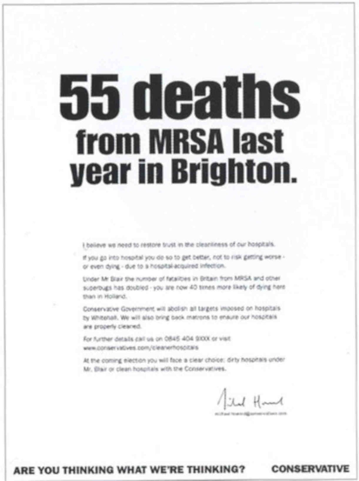 Mrsa Brighton Deaths Vintage Retro Advert Poster A4 Photo Print