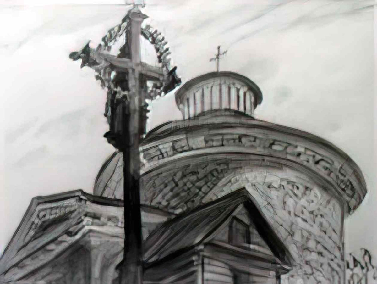 Mstislav Dobuzhinsky a church in kalviai 1933 Art A4 Photo Print