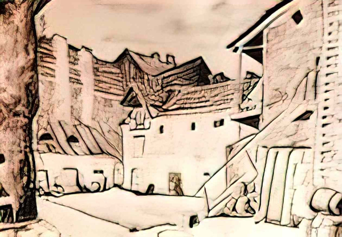Mstislav Dobuzhinsky courtyard in palanga 1932 Art A4 Photo Print