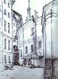 Mstislav Dobuzhinsky courtyard in st petersburg 1920 Art A4 Photo Print