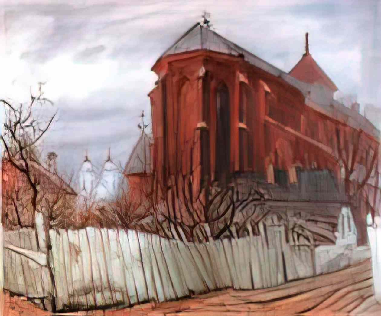 Mstislav Dobuzhinsky kaunas cathedral 1931 Art A4 Photo Print