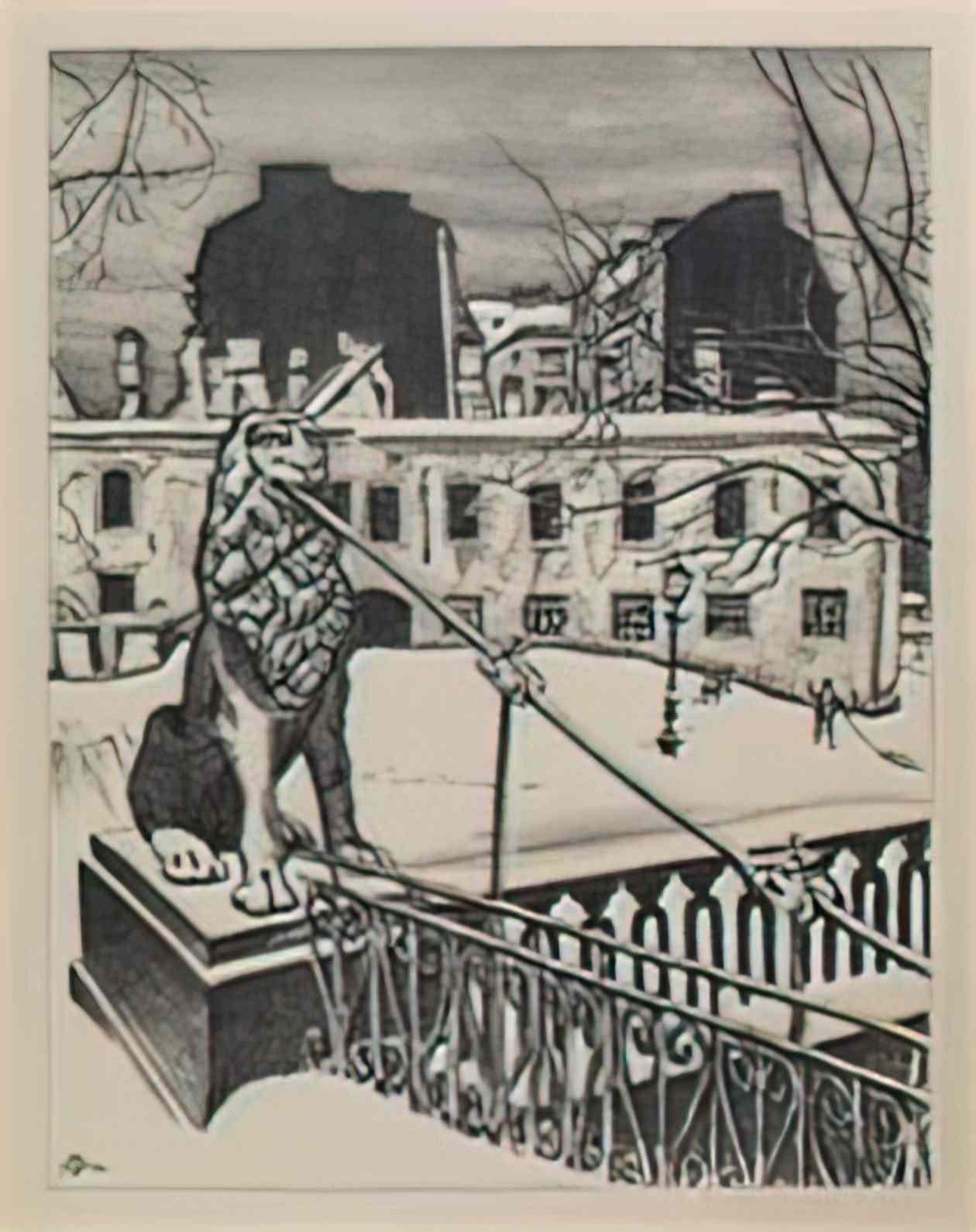 Mstislav Dobuzhinsky lions bridge 1923 Art A4 Photo Print