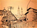 Mstislav Dobuzhinsky old city in kaunas 1923 1 Art A4 Photo Print
