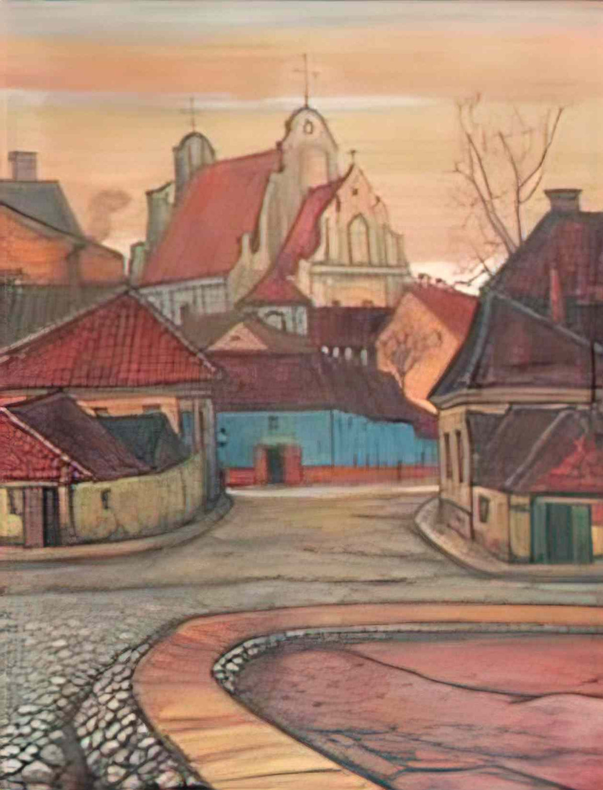 Mstislav Dobuzhinsky roadway in vilnius 1910 Art A4 Photo Print
