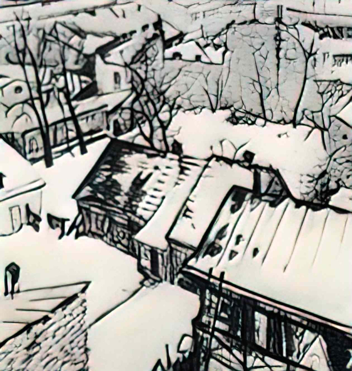 Mstislav Dobuzhinsky roofs 1931 Art A4 Photo Print