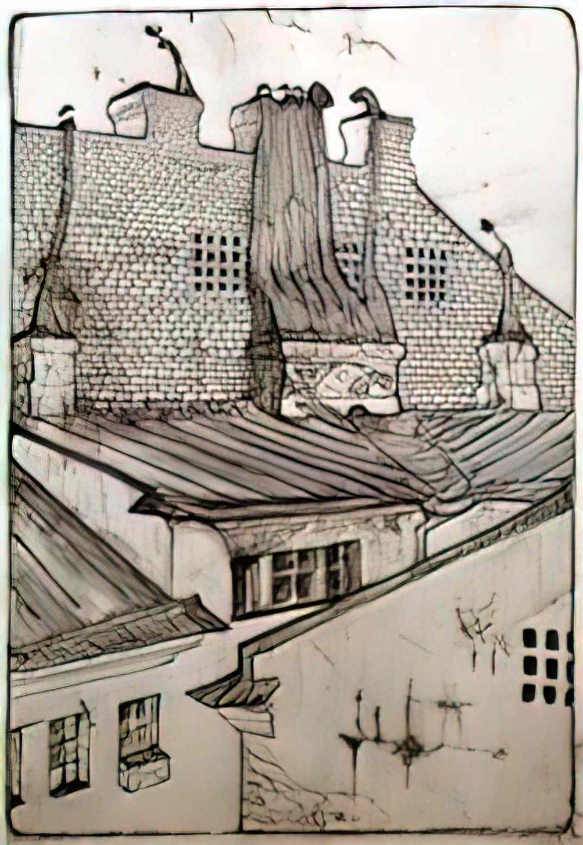 Mstislav Dobuzhinsky rooftops 1901 Art A4 Photo Print