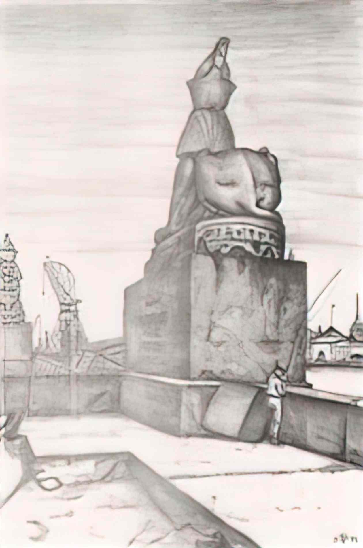 Mstislav Dobuzhinsky sphinxes 1922 Art A4 Photo Print
