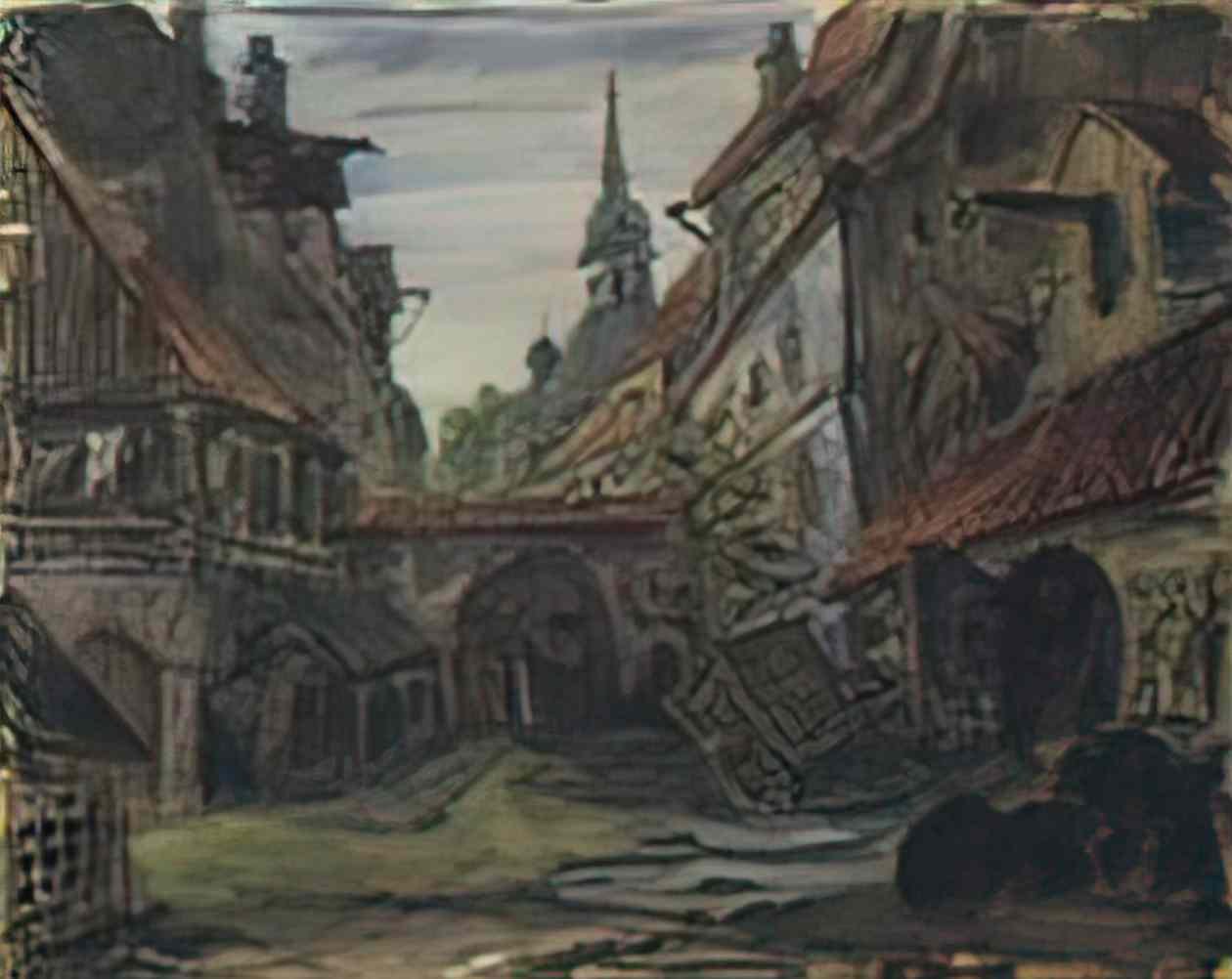 Mstislav Dobuzhinsky the blacksmith s courtyard 1910 Art A4 Photo Print