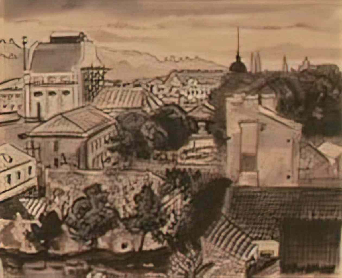 Mstislav Dobuzhinsky the state theatre in kaunas 1931 Art A4 Photo Print