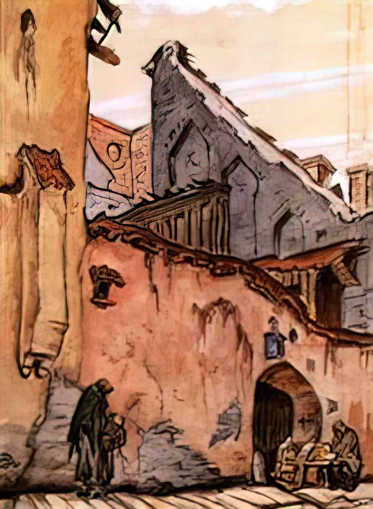 Mstislav Dobuzhinsky vilno old wall 1907 Art A4 Photo Print